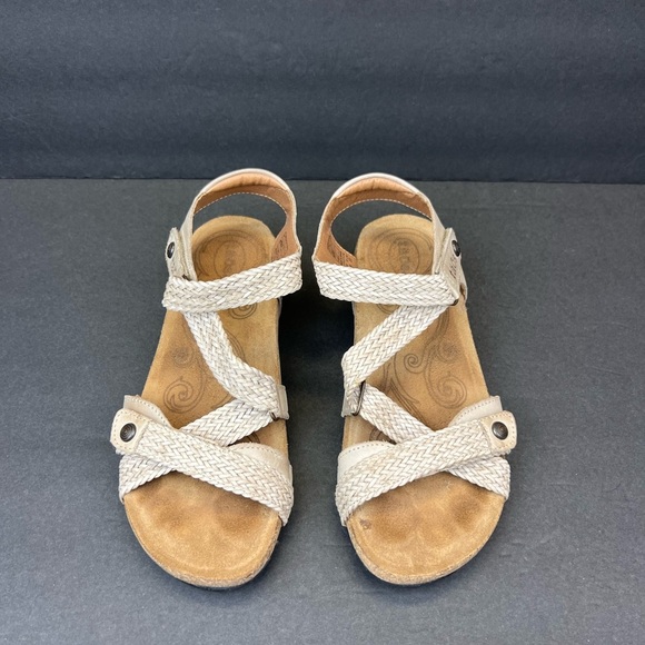 Taos Trulie Cork Wedge Strappy Braided Leather Sandal Tan/Brown US 6- 6.5 EU 37 - Picture 10 of 10